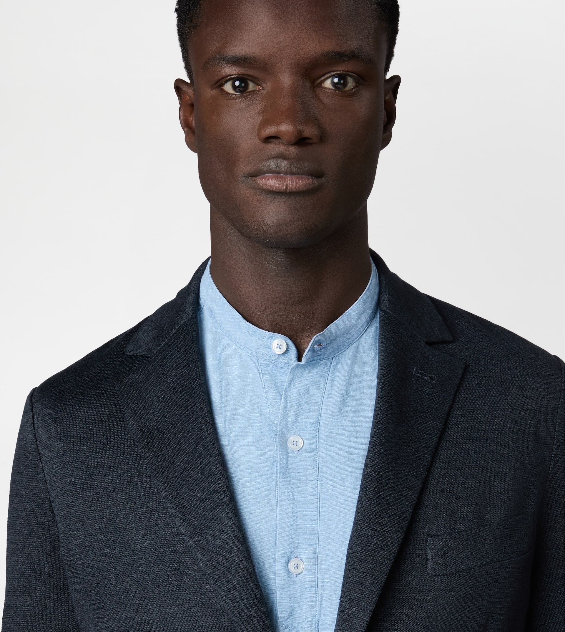 BLAZER IN LINEN - BLUE - 4