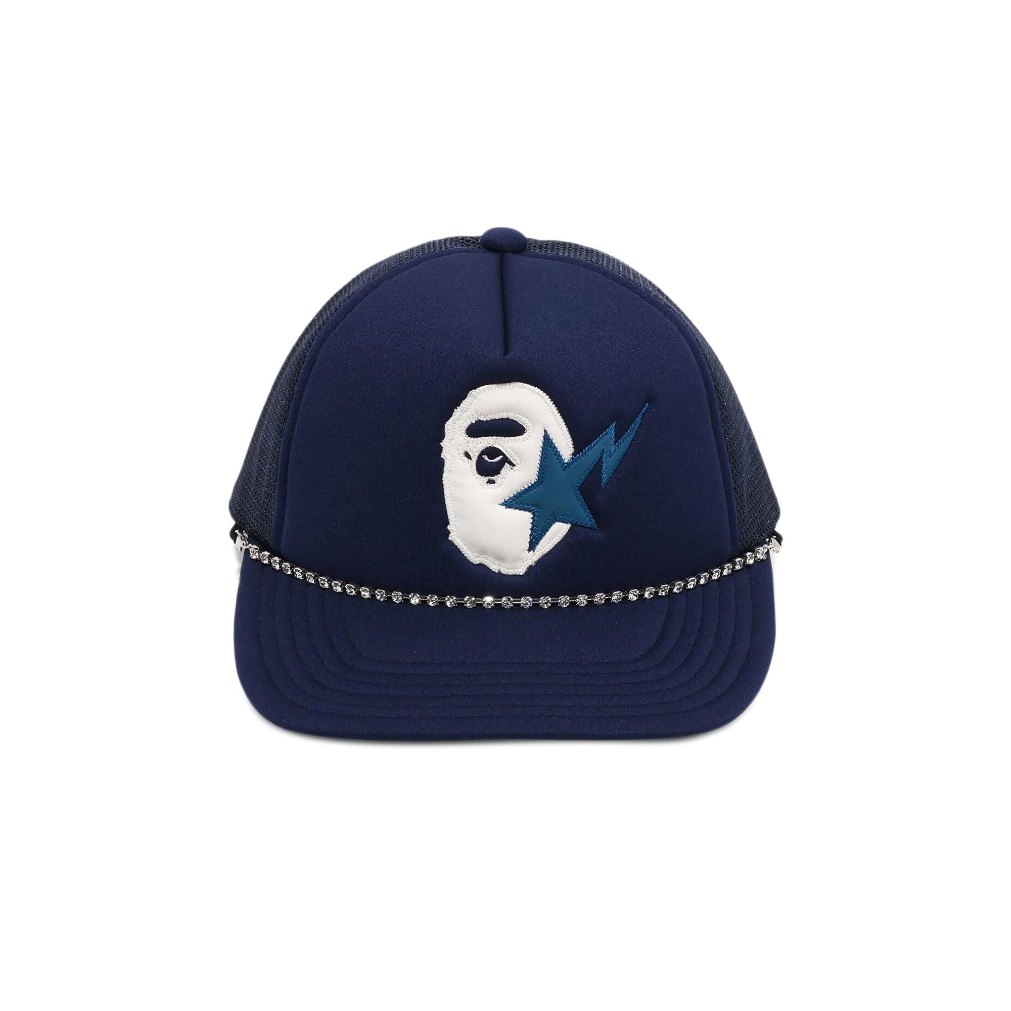 BAPE Sta Ape Head Leather Patched Mesh Cap 'Blue' - 1