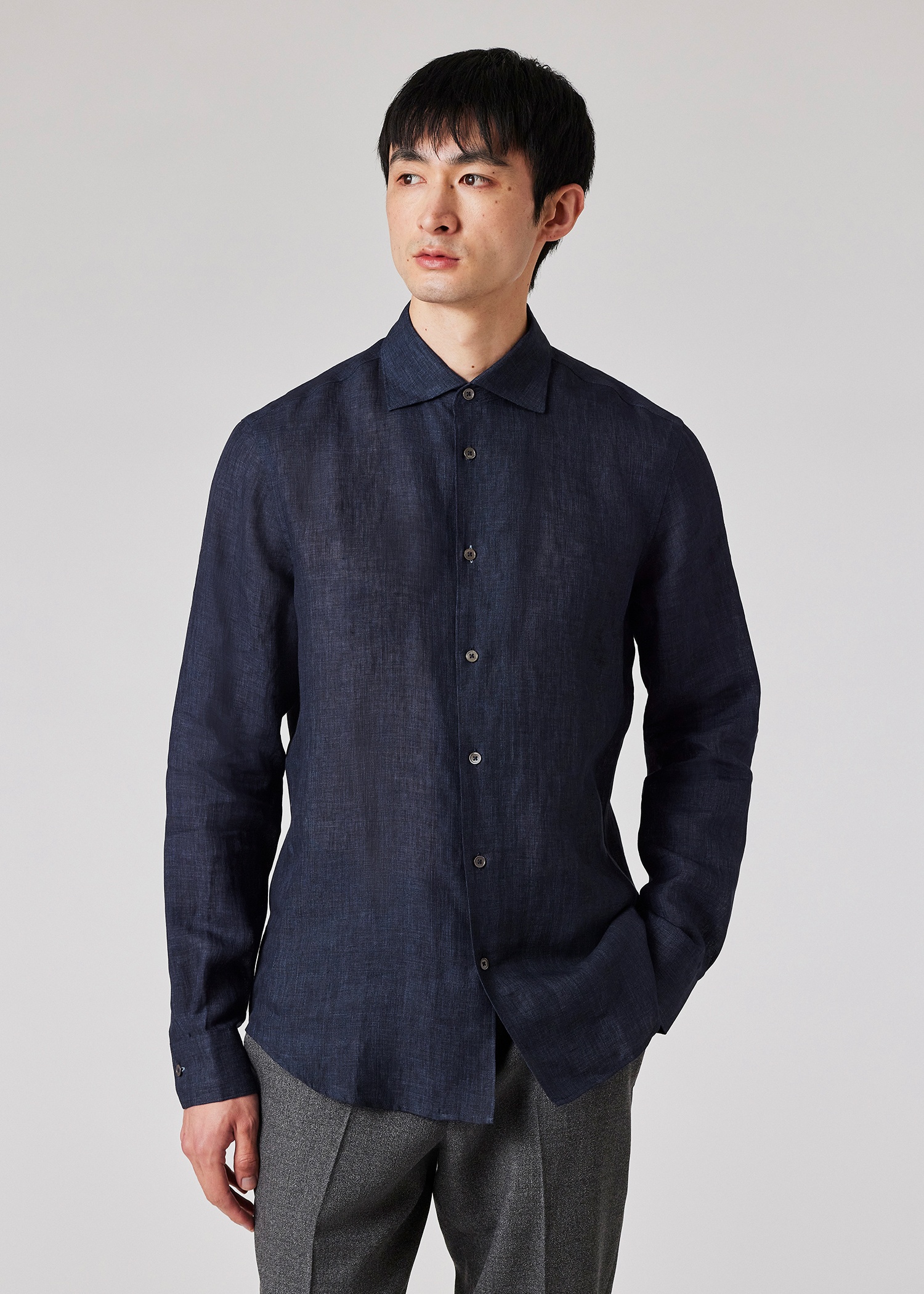 Navy Linen Shirt - 3