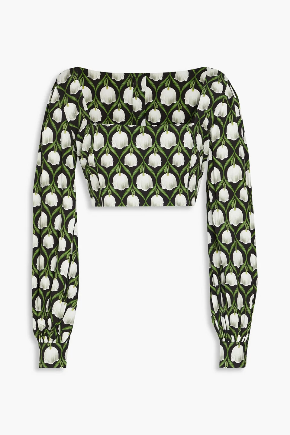 Pera cropped floral-print twill top - 1