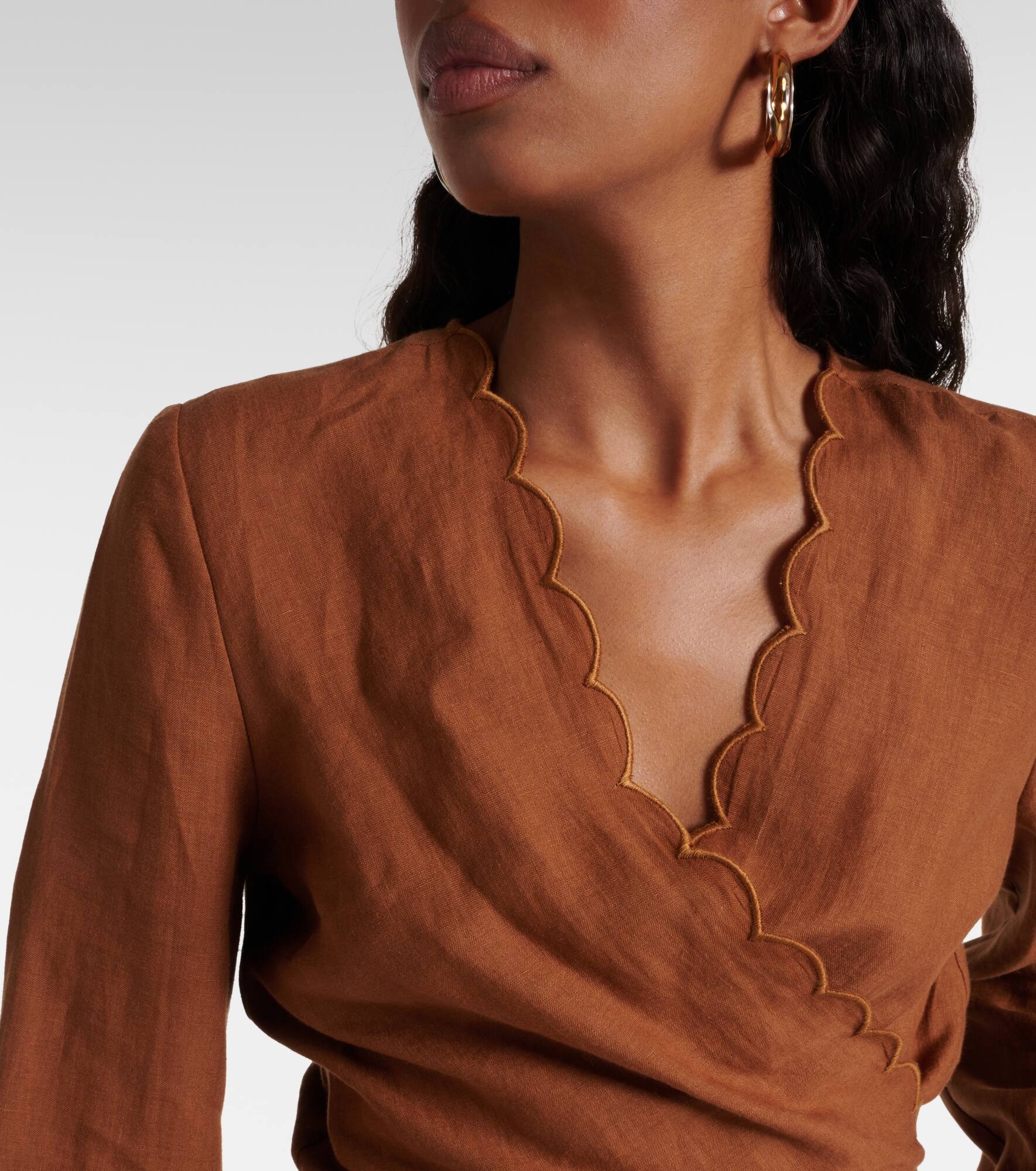 Joli scalloped linen wrap top - 4