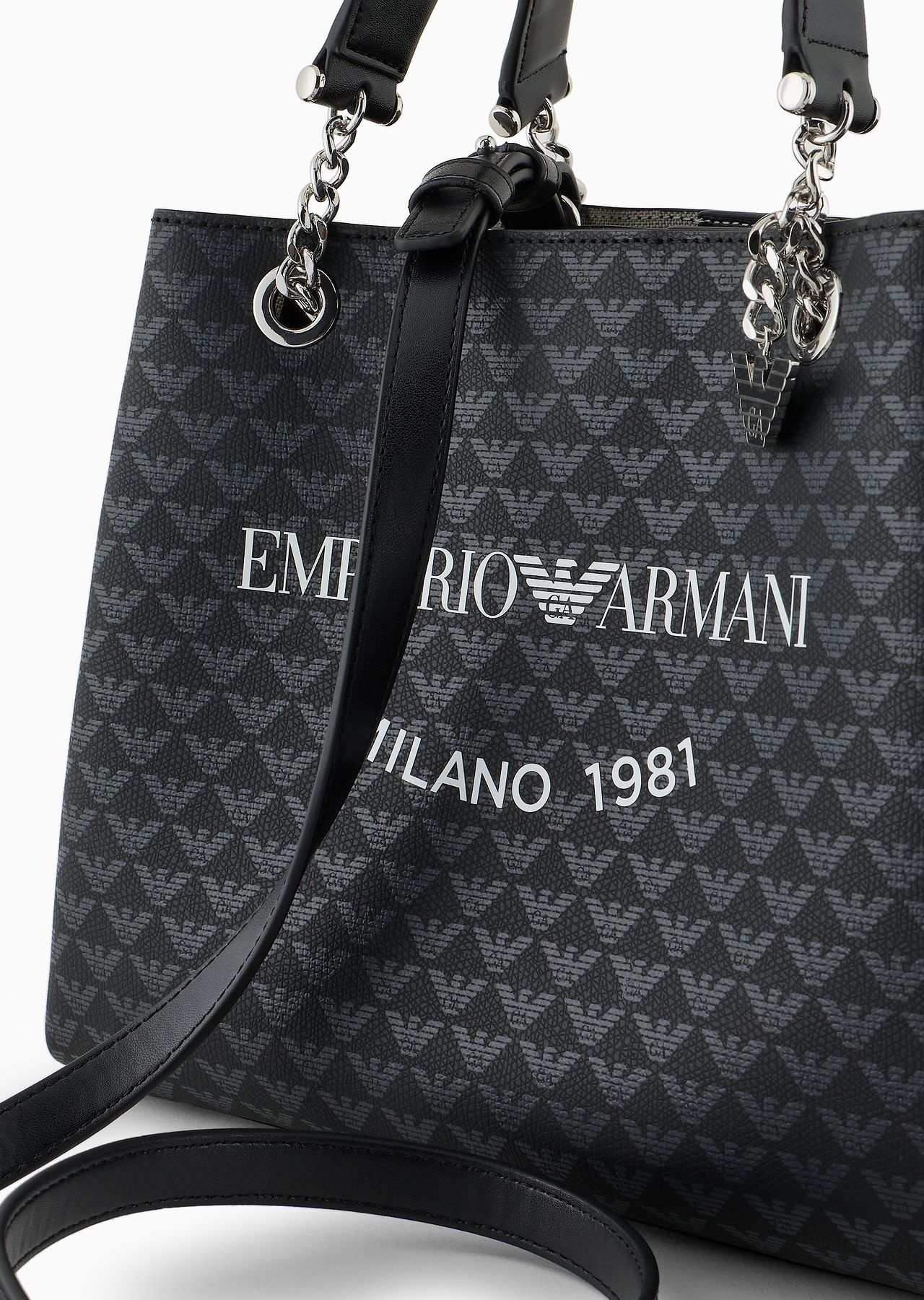 All-over eagle handbag with Milano 1981 logo print - 5