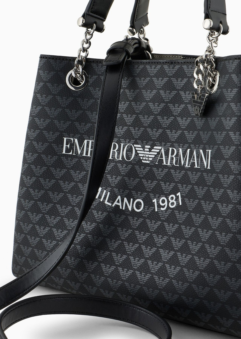 All-over eagle handbag with Milano 1981 logo print 5
