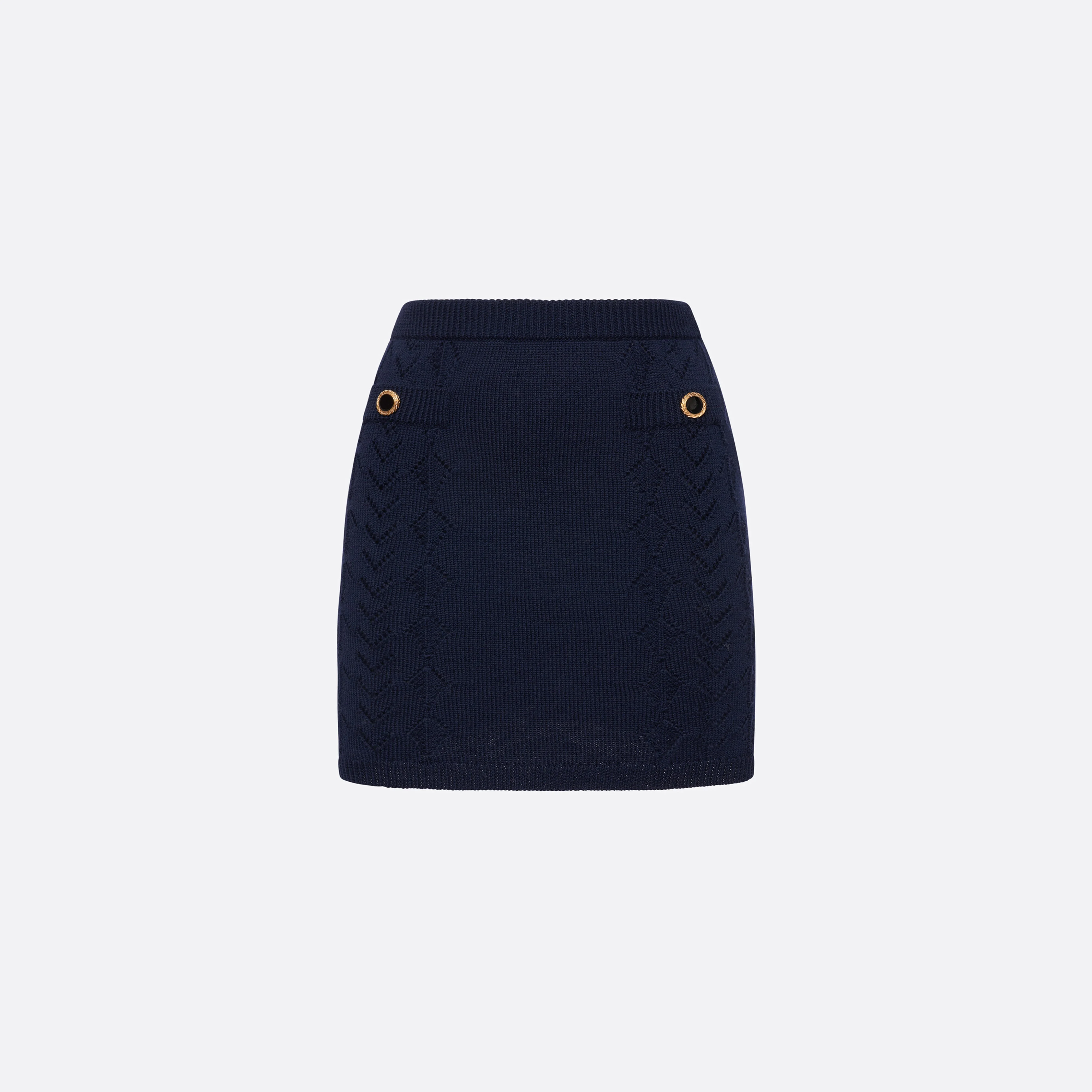 MERINO WOOL LACE-KNIT MINI SKIRT - 1