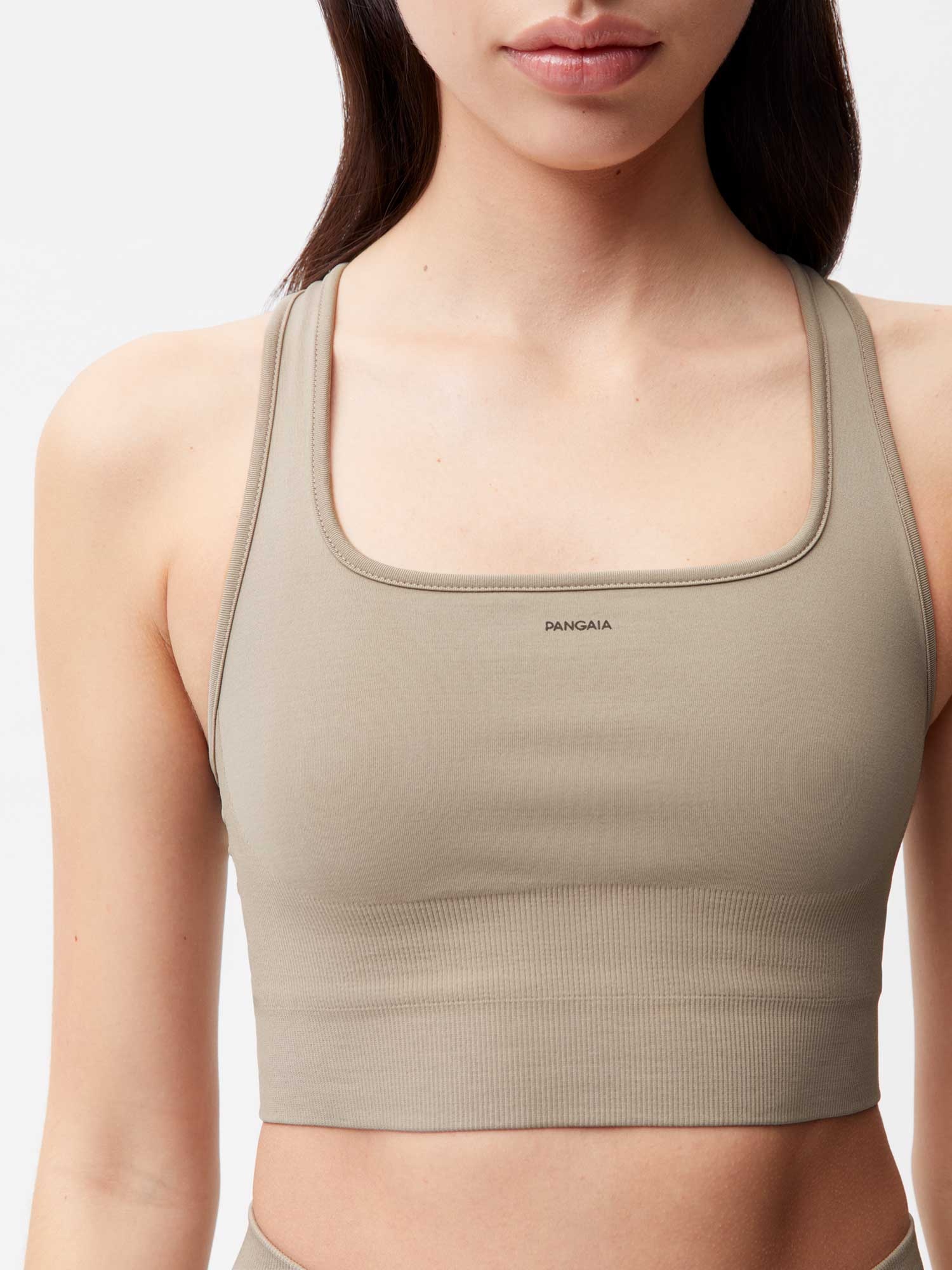 Womens Plant-Stretch Compressive Sports Bra - Taupe - 4