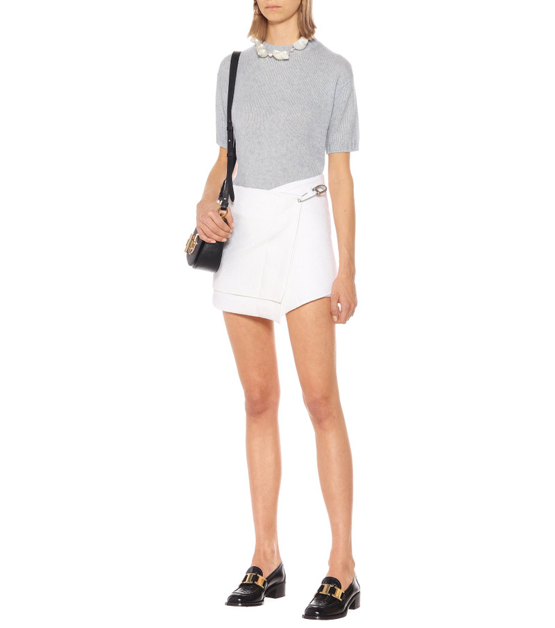 Prada Cotton-blend tweed wrap miniskirt outlook