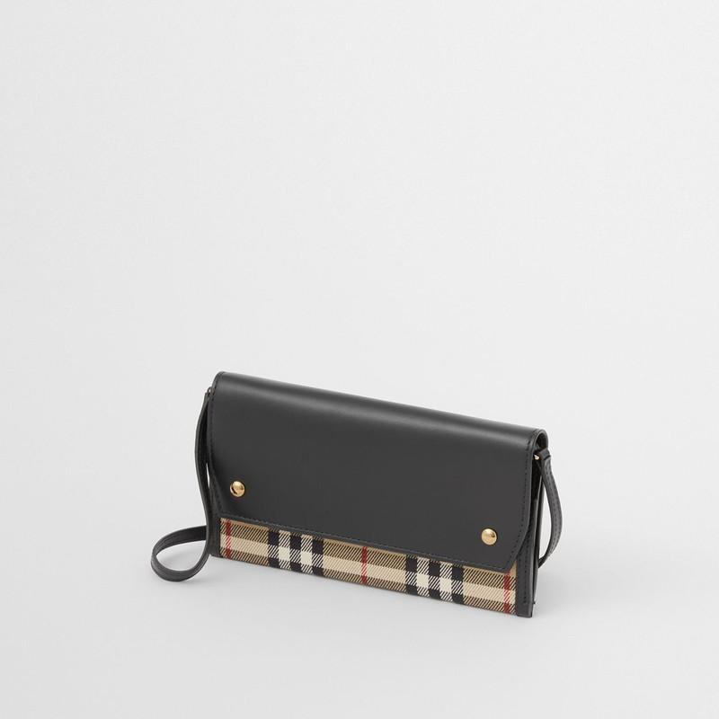 Vintage Check and Leather Phone Case with Strap 4