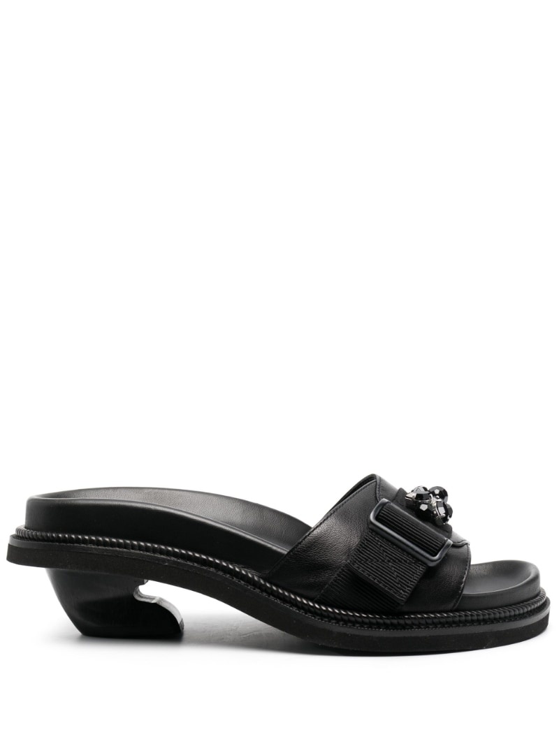open-toe leather mules - 1