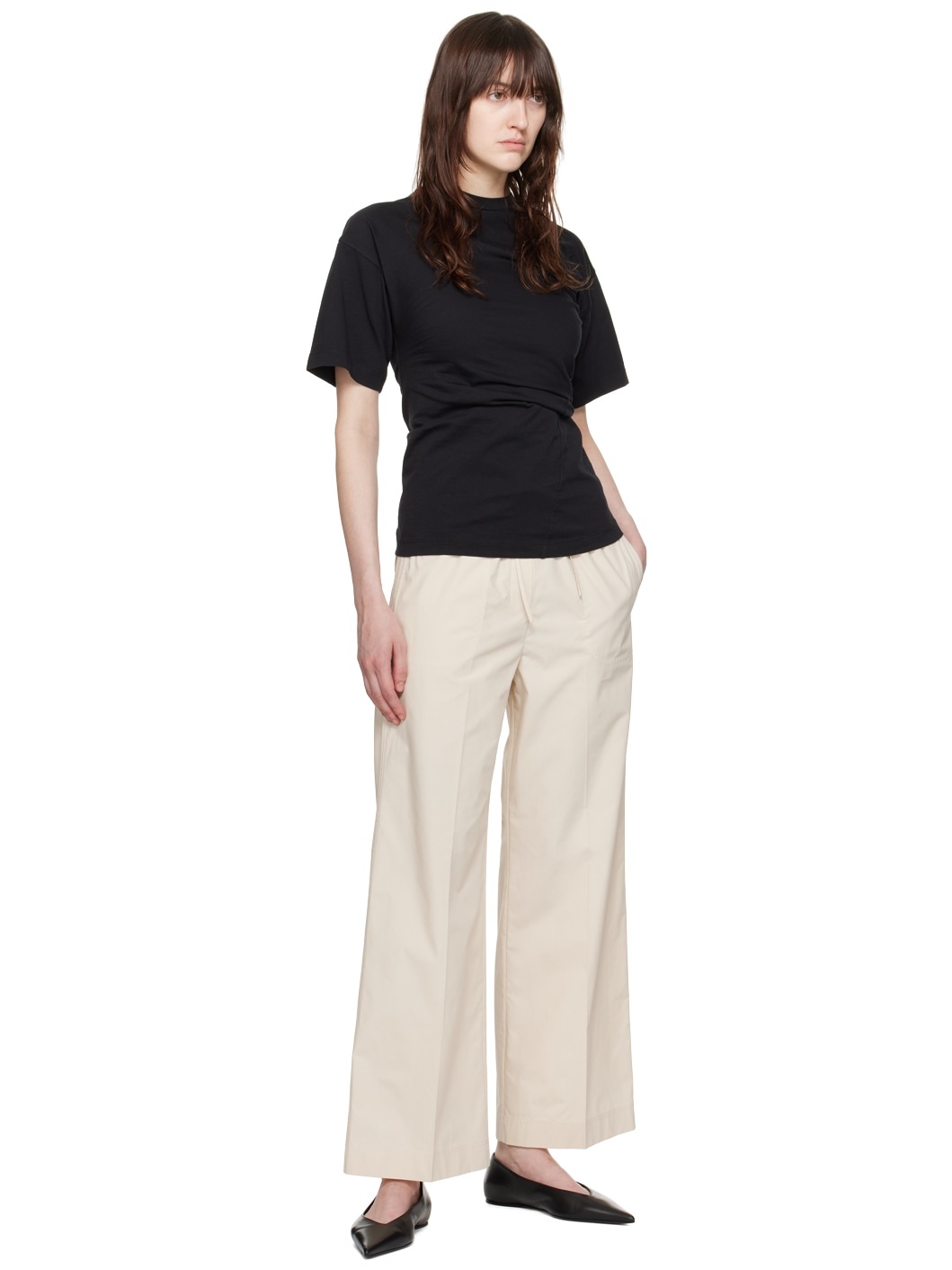 Beige Drawstring Trousers - 4