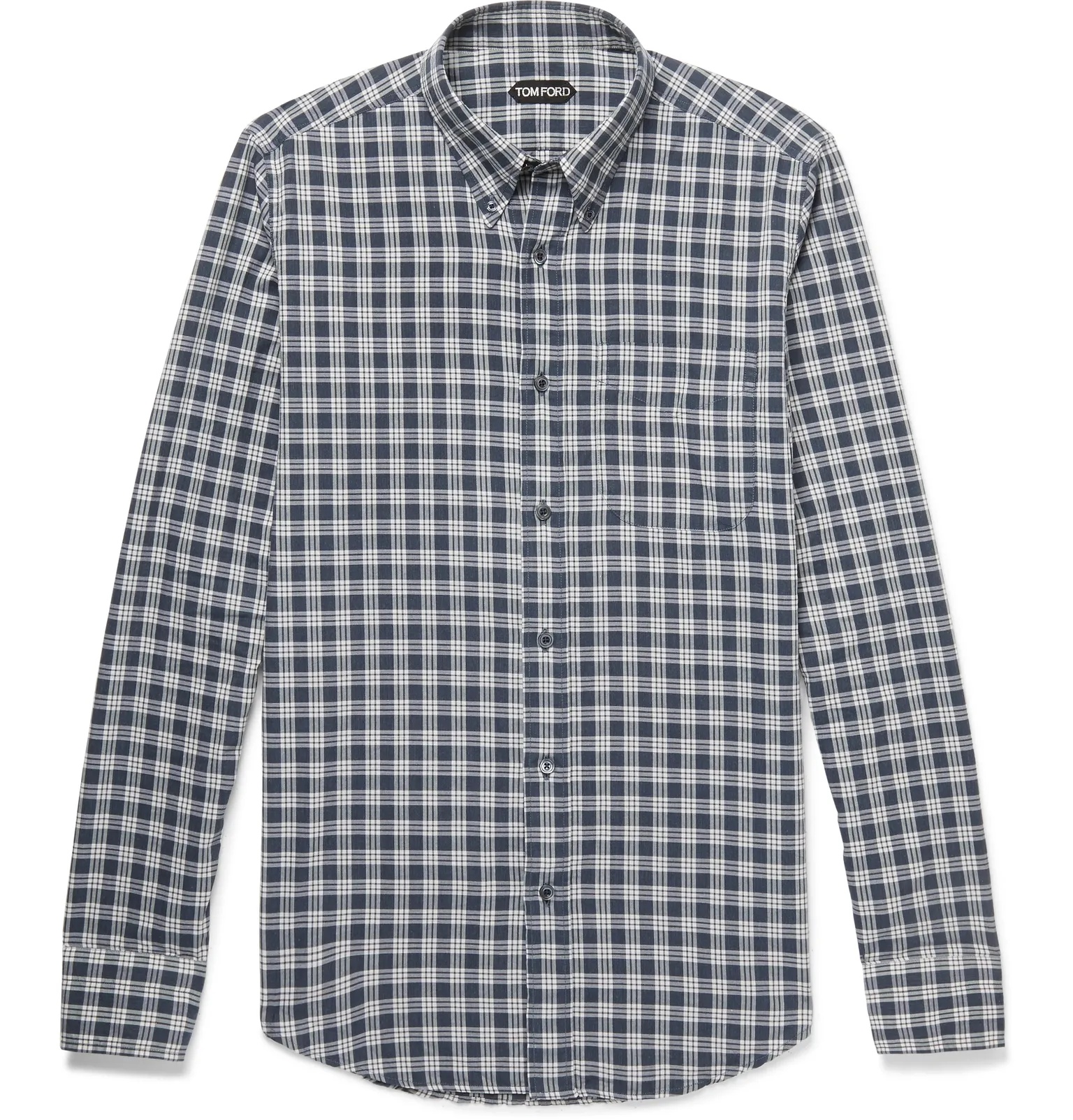 Rady Slim-Fit Button-Down Collar Checked Cotton-Voile Shirt - 1