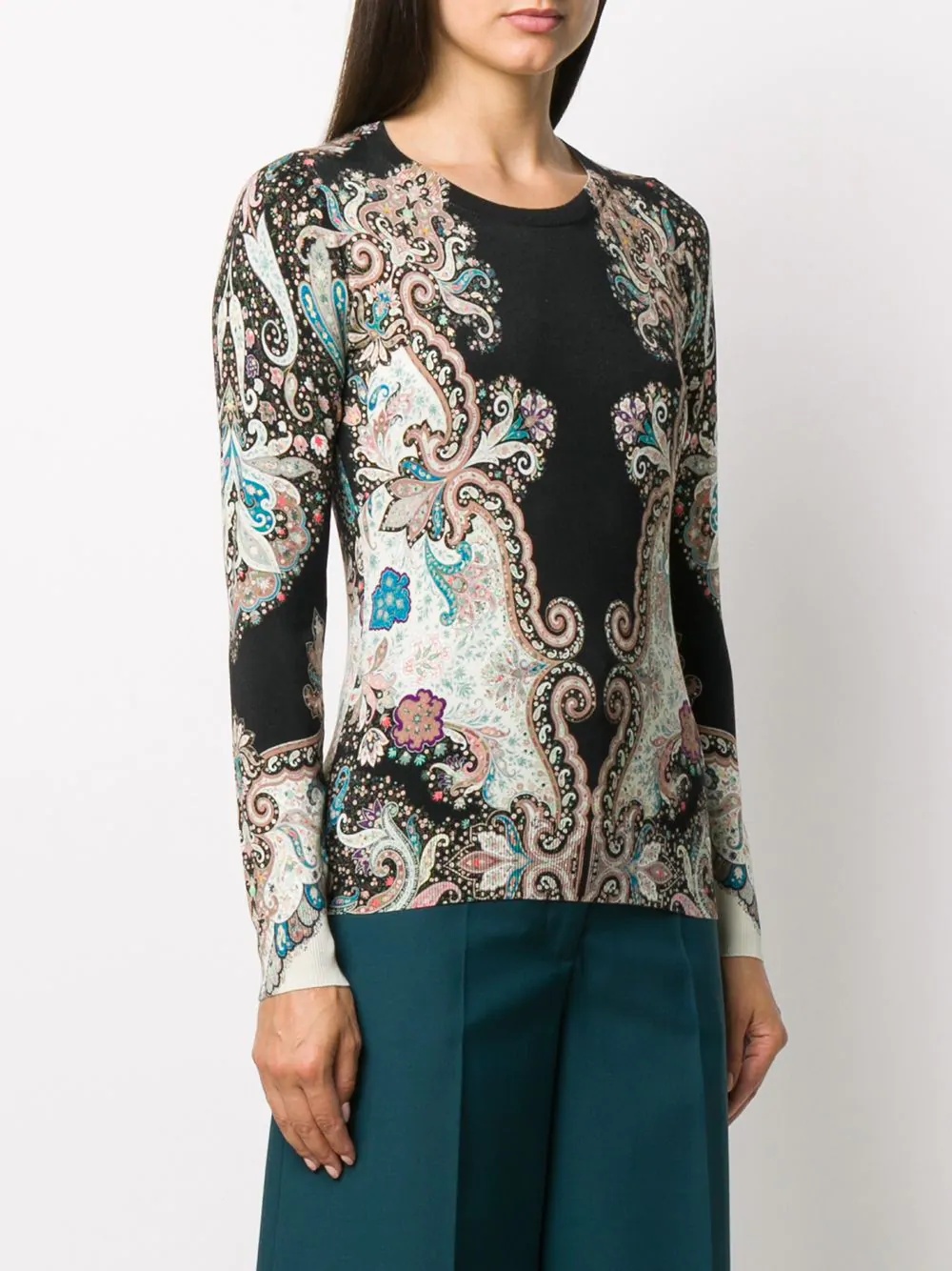 floral pattern knitted top - 3