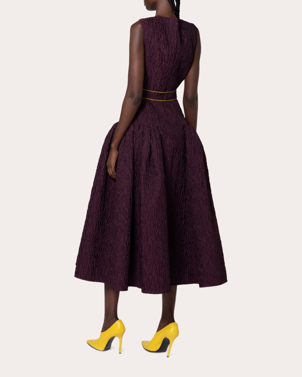 Aya Cloque Drop-Waist Midi Dress - 2