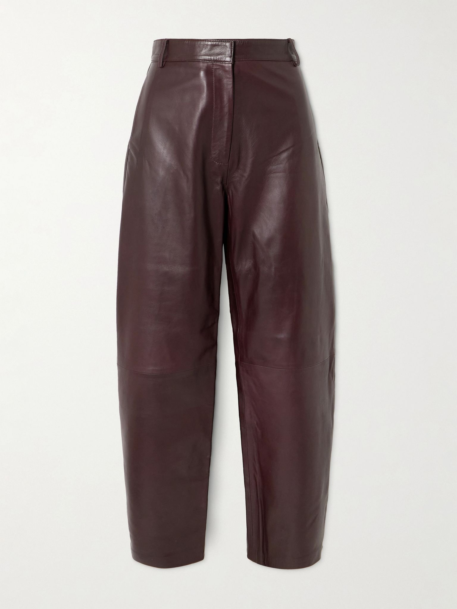 Leather tapered pants Burgundy - 1
