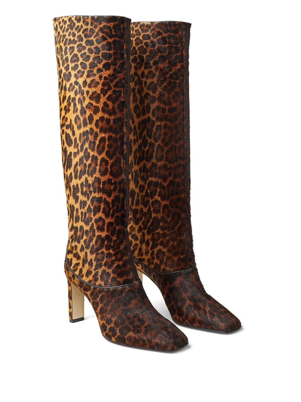 leopard print square-toe boots - 2