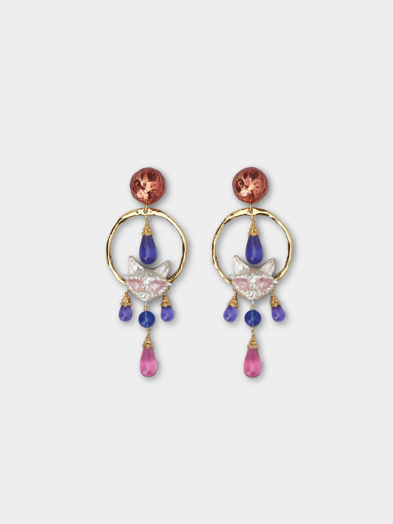 Psychedelicat Pendant Earrings in Metal 1
