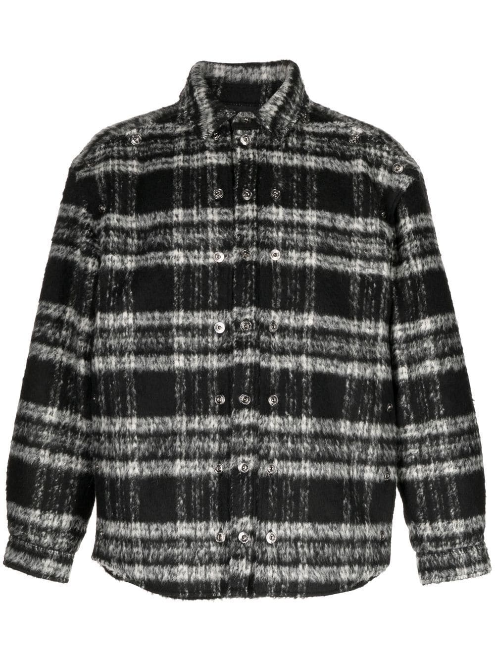 textured stripe-pattern shirt jacket - 1