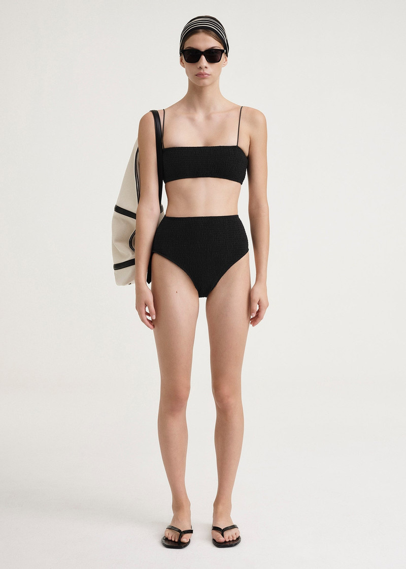 Totême Smocked bikini top black outlook