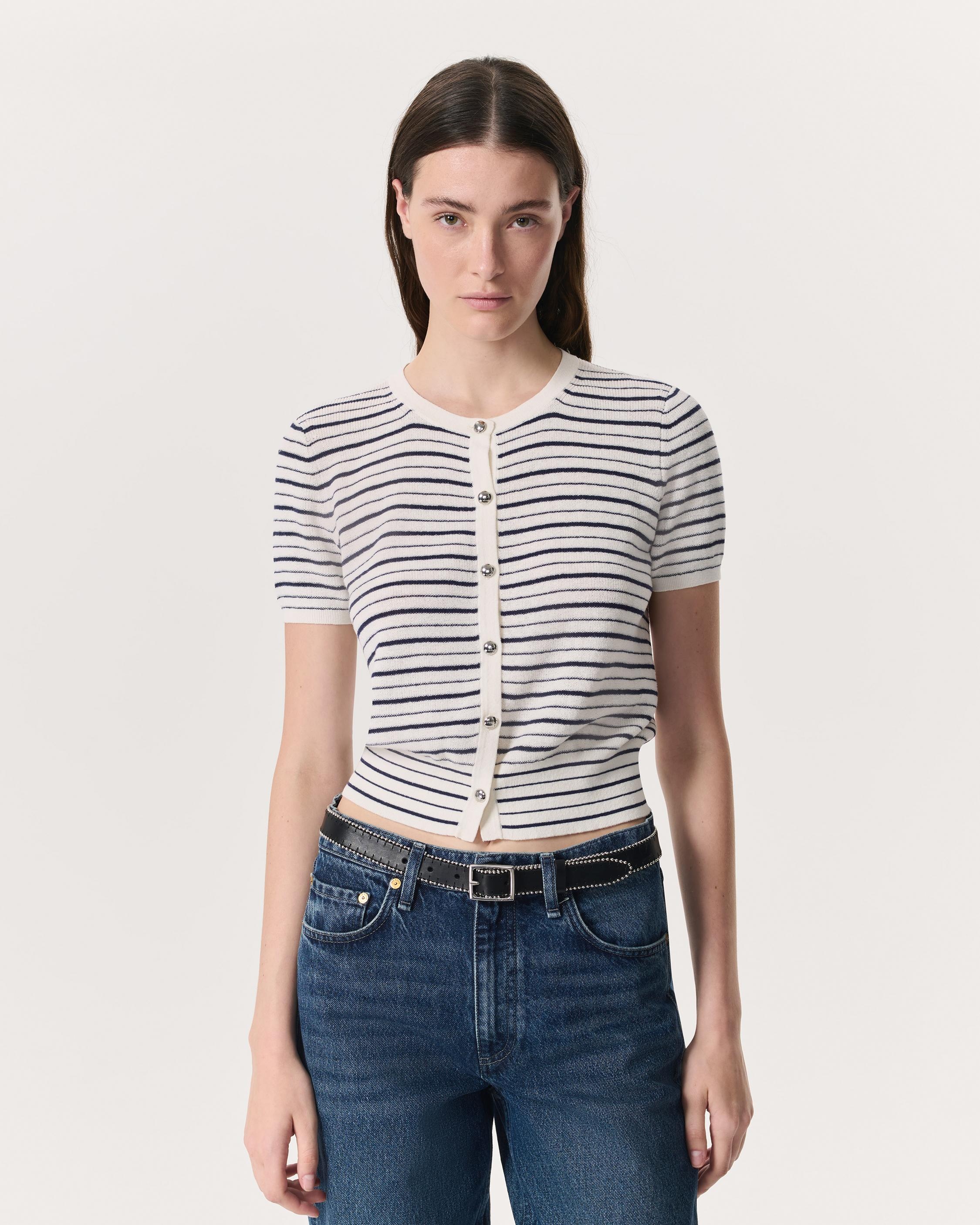 Dina Striped Cotton-Blend Cardigan - 2
