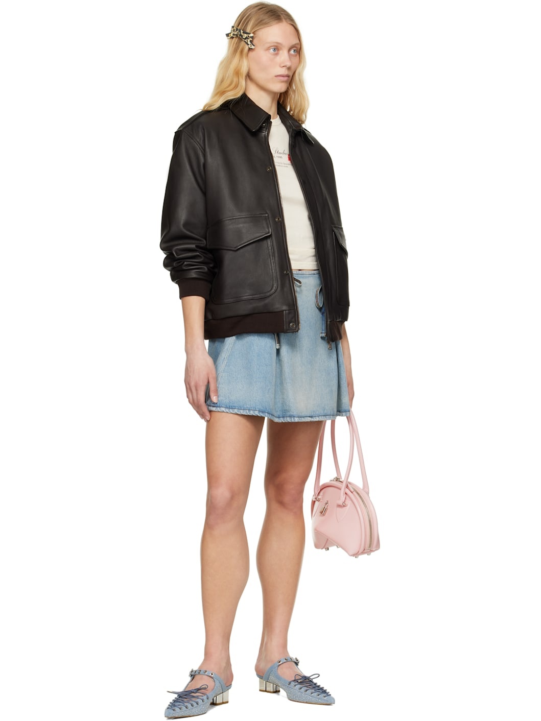 Blue Lace-Up Denim Mules - 5