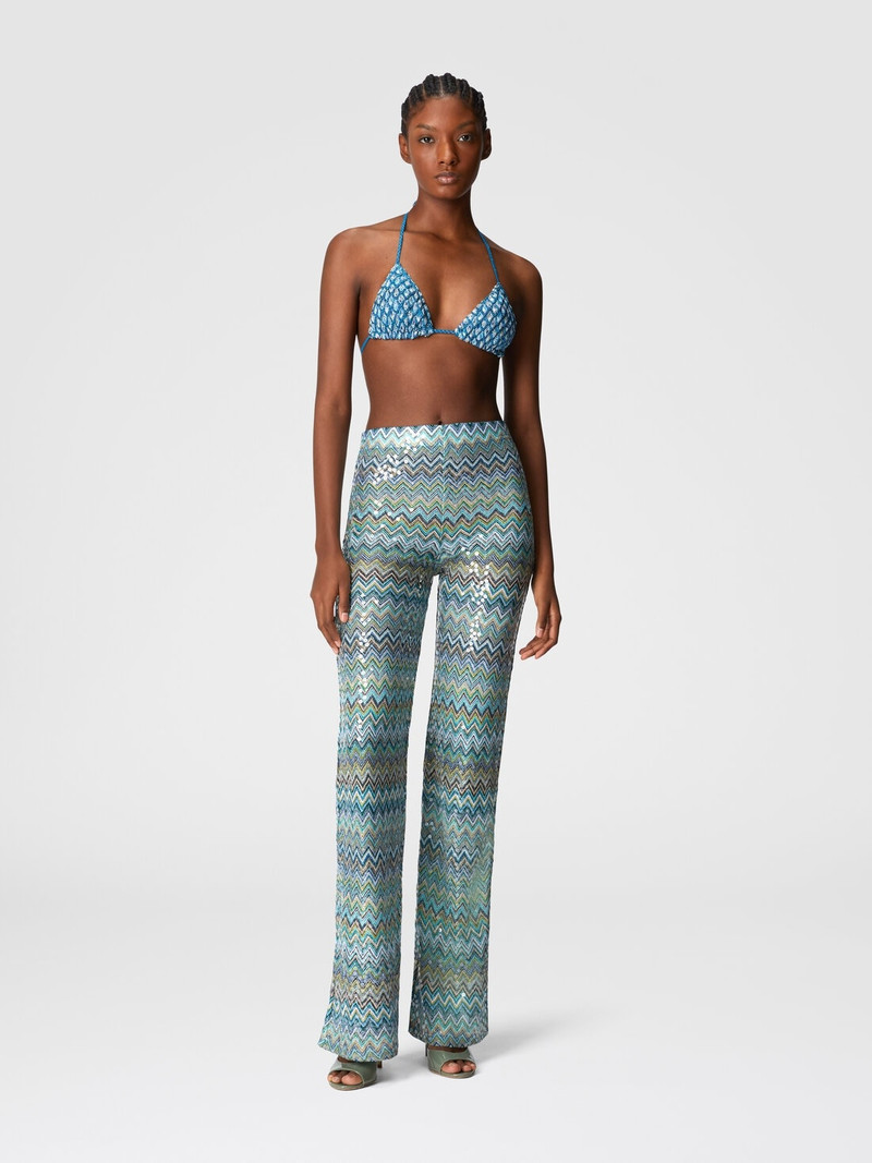 Missoni Flare trousers in zig zag lamé viscose with sequins and fringes outlook