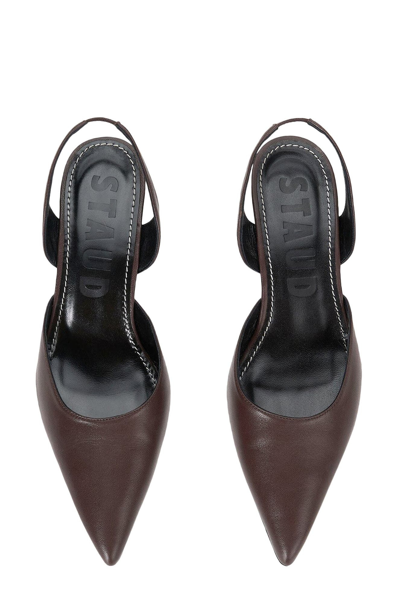 STAUD Sebastian Slingback Pointed Toe Kitten Heel Pump in Espresso at Nordstrom - 4