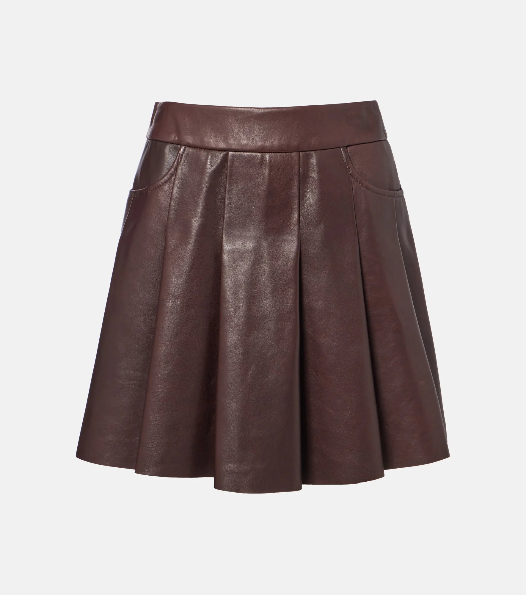 Pleated leather miniskirt - 1