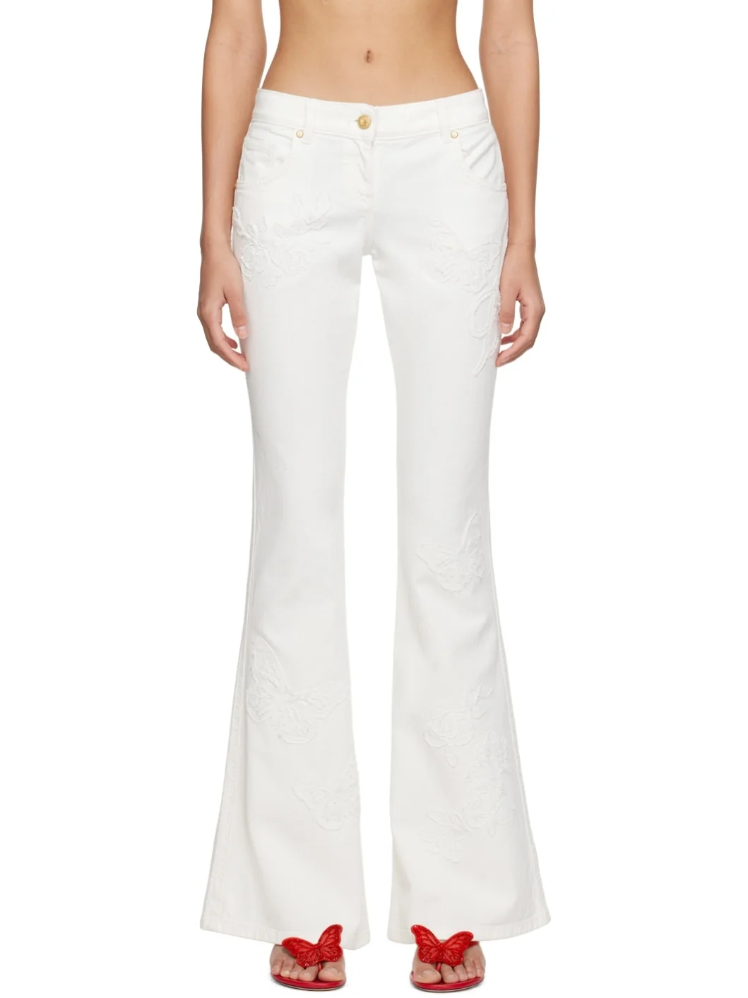 White Straight-Leg Jeans - 1