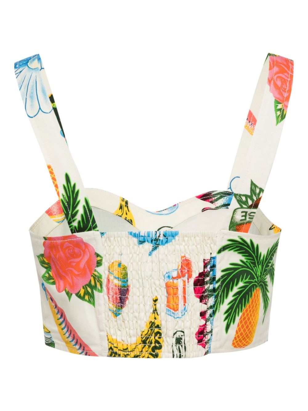 tropical-print crop top - 2