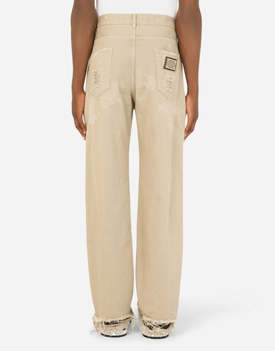 Dolce & Gabbana Oversize beige jeans with rips outlook