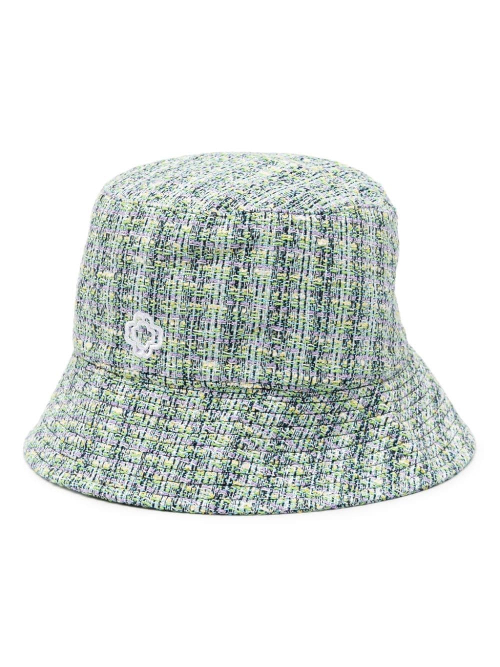 logo-embroidered tweed bucket hat - 1