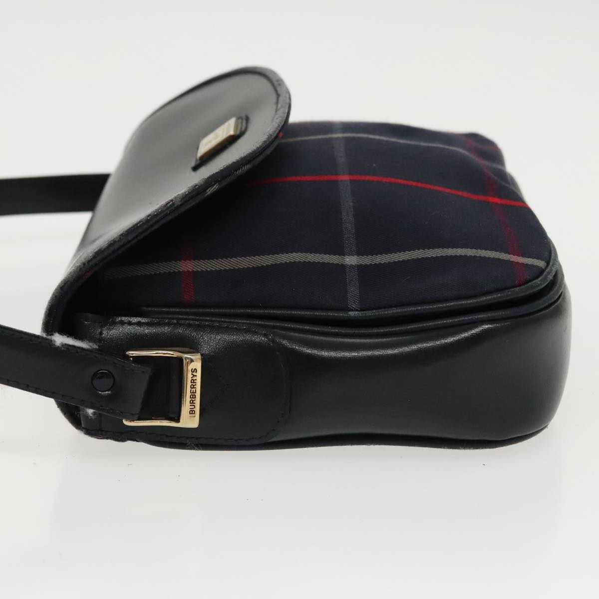 Burberry Nova Check Shoulder Bag Leather Navy Gold - 4