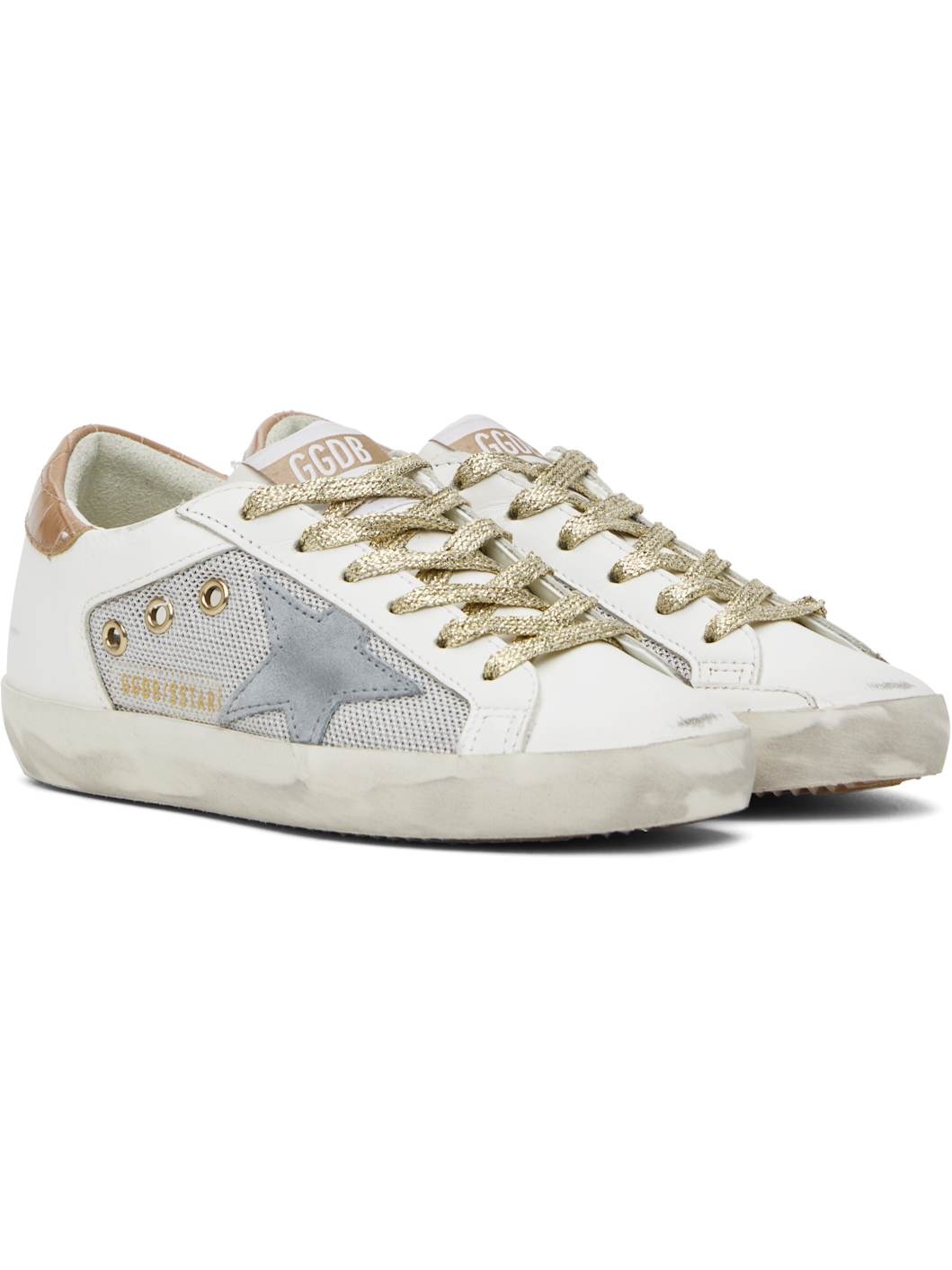 White & Silver Super-Star Sneakers - 4
