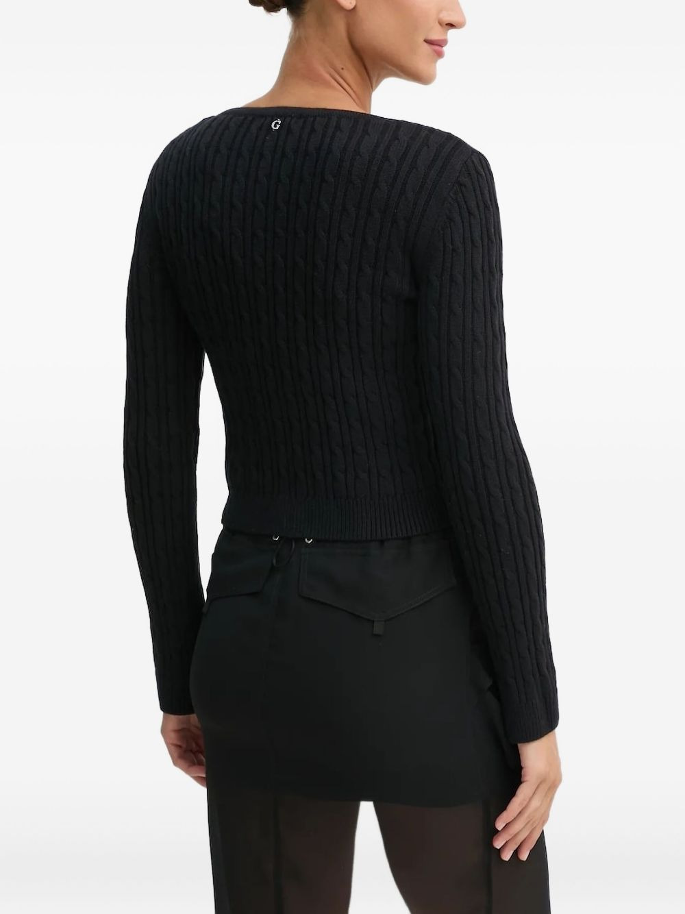 cable-knit pearl-button cardigan - 2