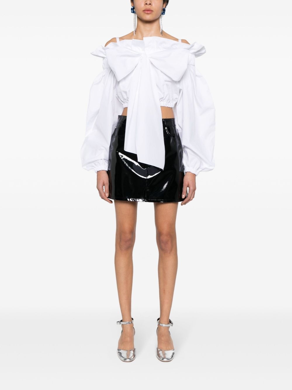 bow-detail cotton crop top - 2