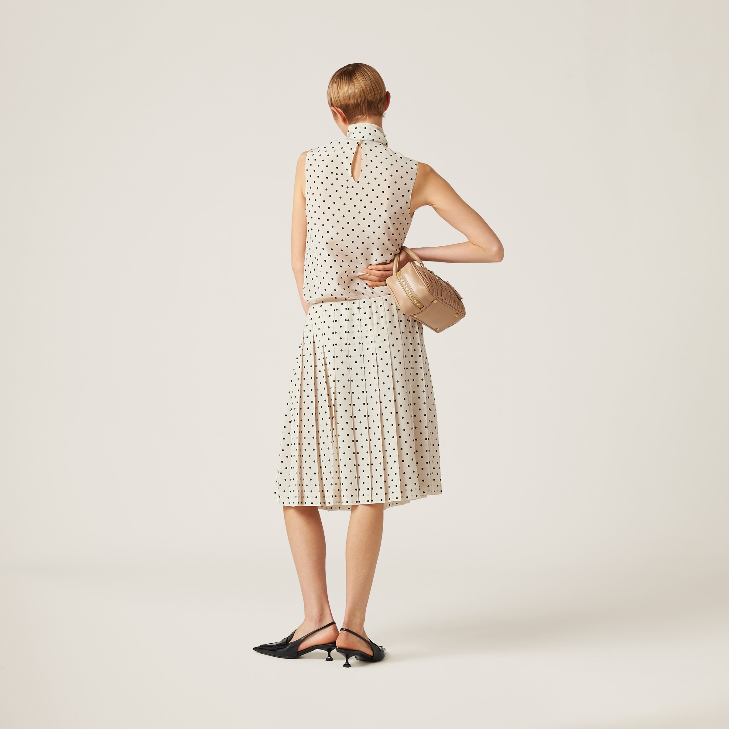 Polka-dot crepe de chine skirt - 3