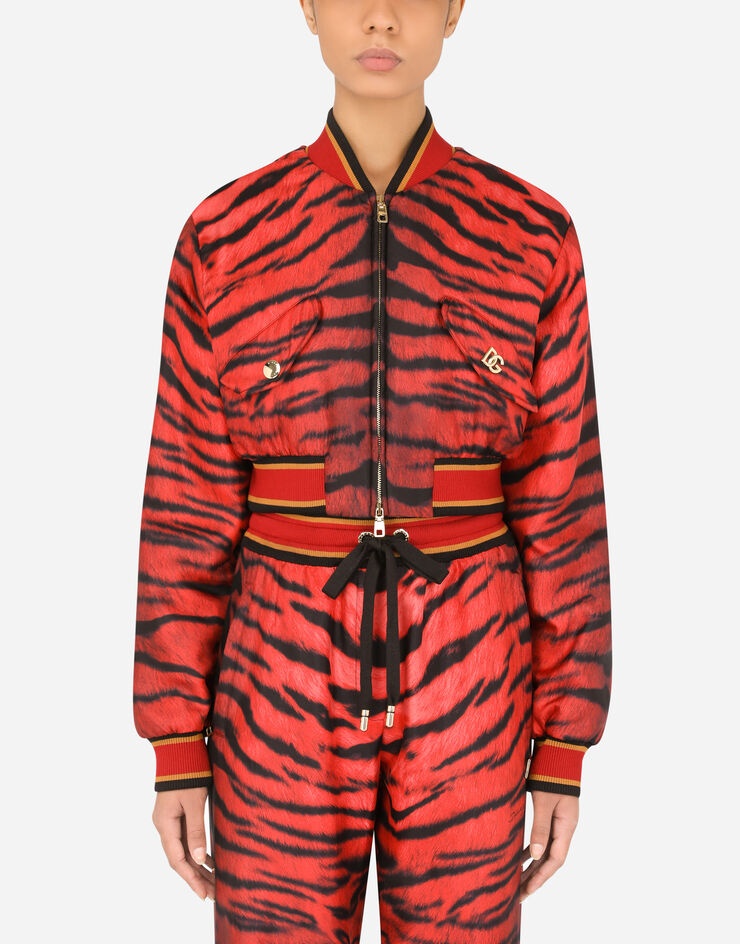 Twill jacket with tiger print - 1