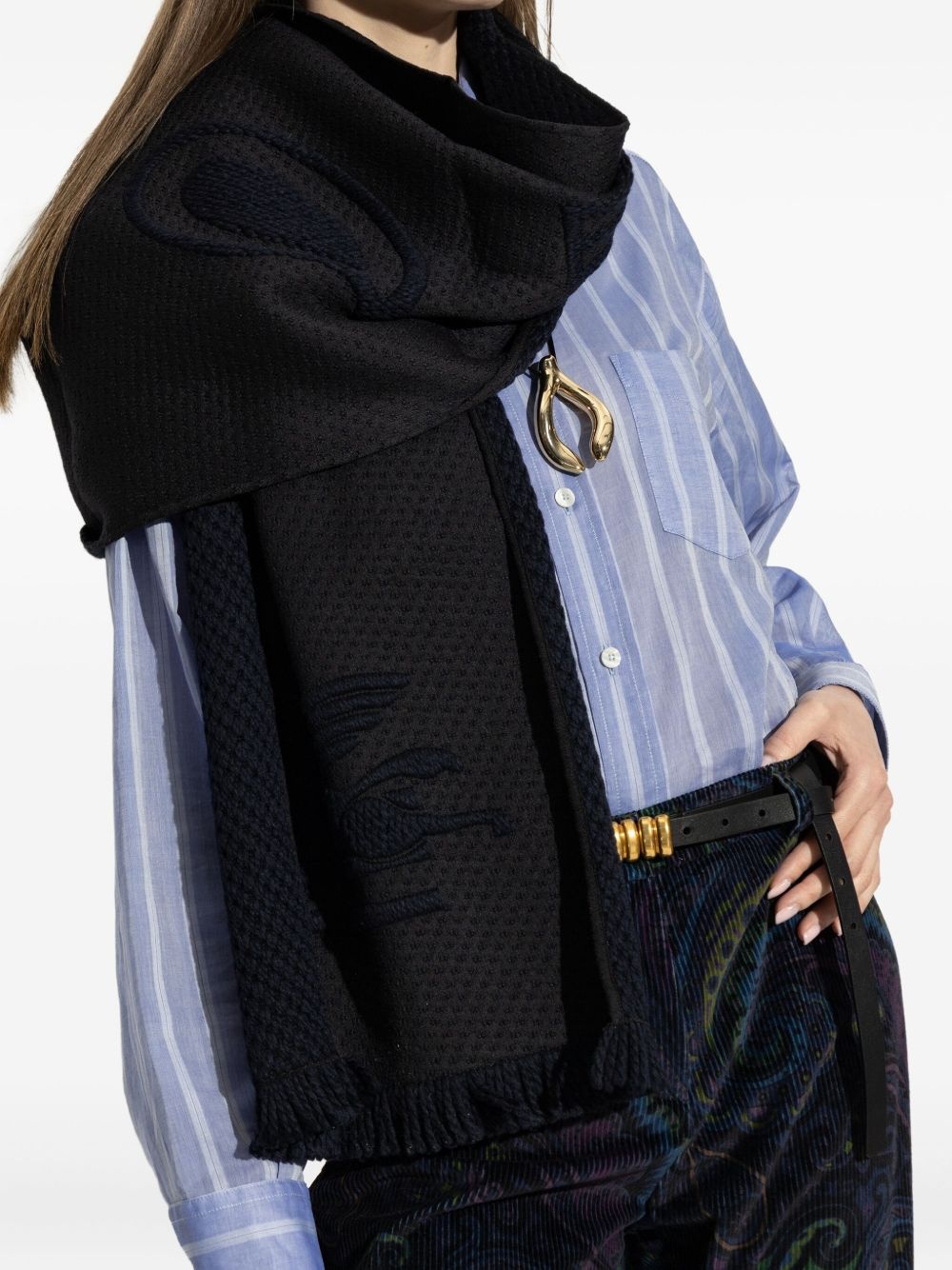 logo-embroidered scarf - 4