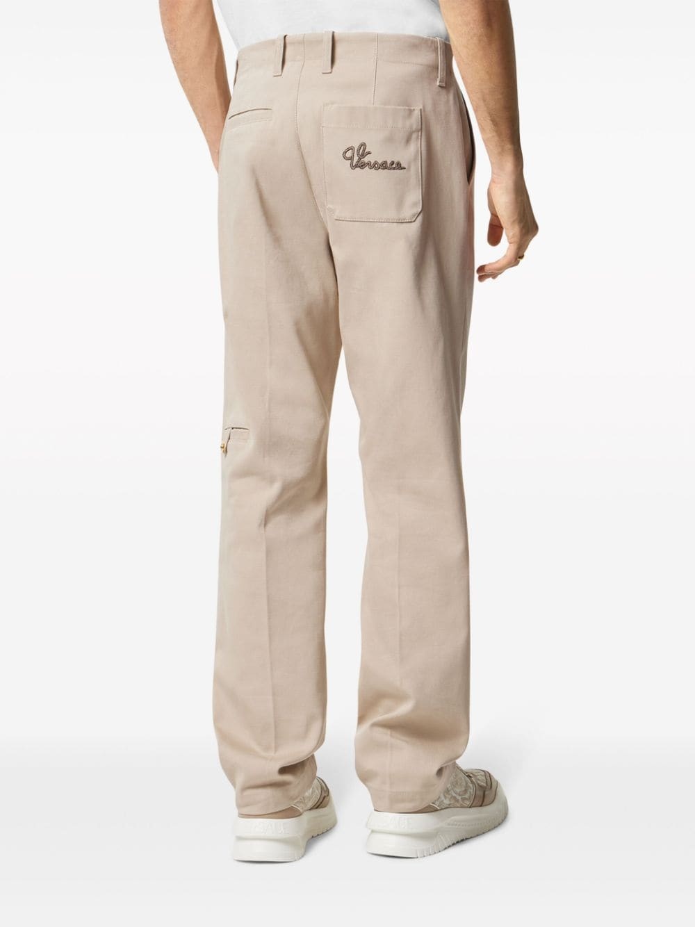 logo-embroidered straight-leg trousers - 3