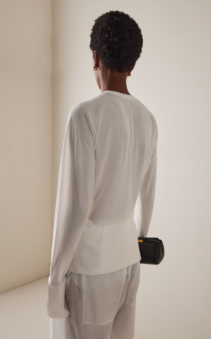 Luna Satin-Detailed Cotton Jersey Top white 4