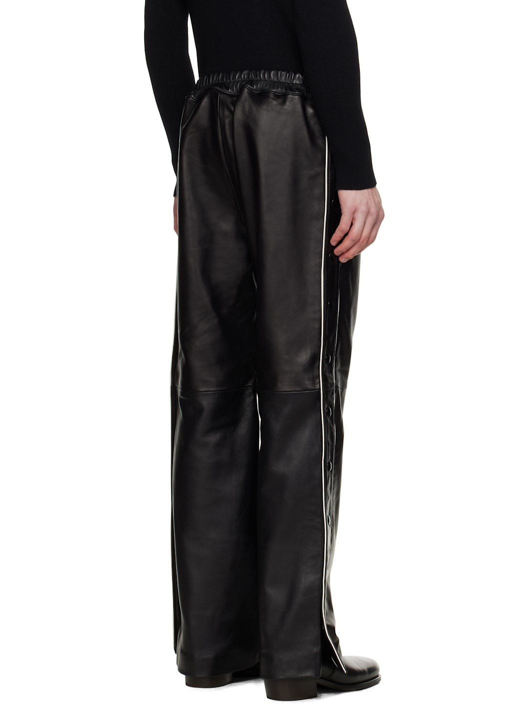 Black Warm Up Leather Pants - 3