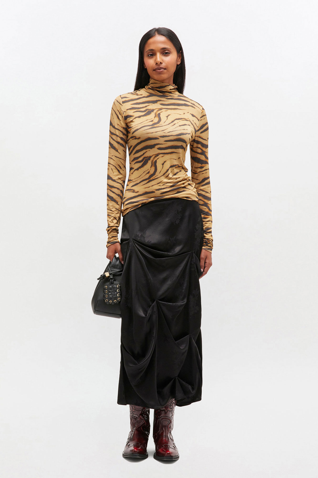 TIGER PRINT JERSEY TURTLENECK - 3