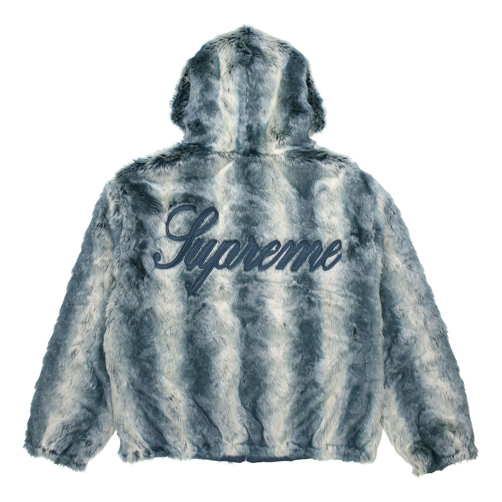 Supreme Faux Fur Reversible Hooded Jacket 'Teal White' SUP-FW20-318 - 2
