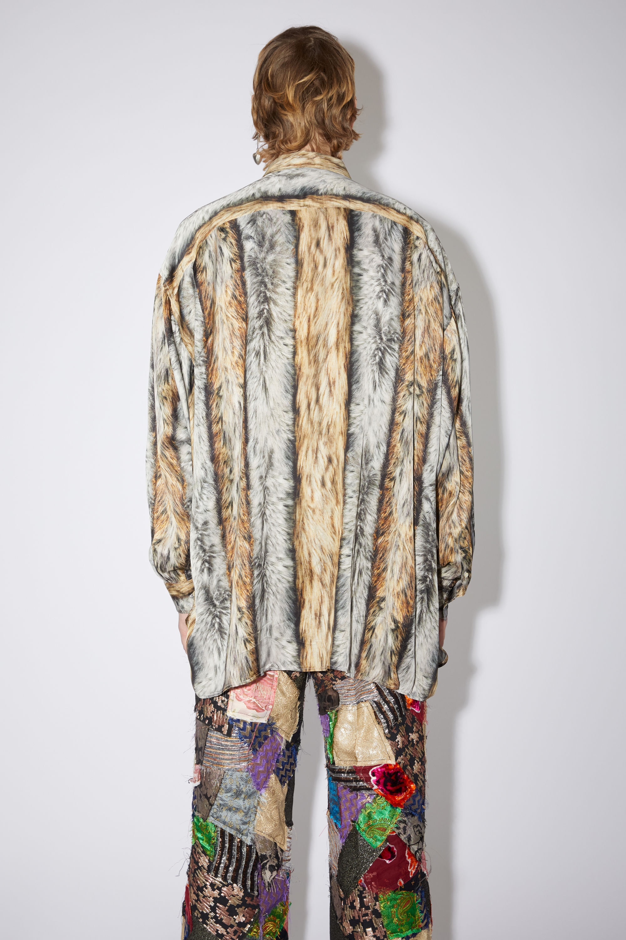 Fur print button-up shirt - Beige/grey - 3