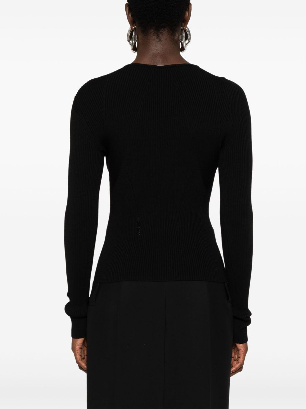 cut-out ribbed wool jumper - 4