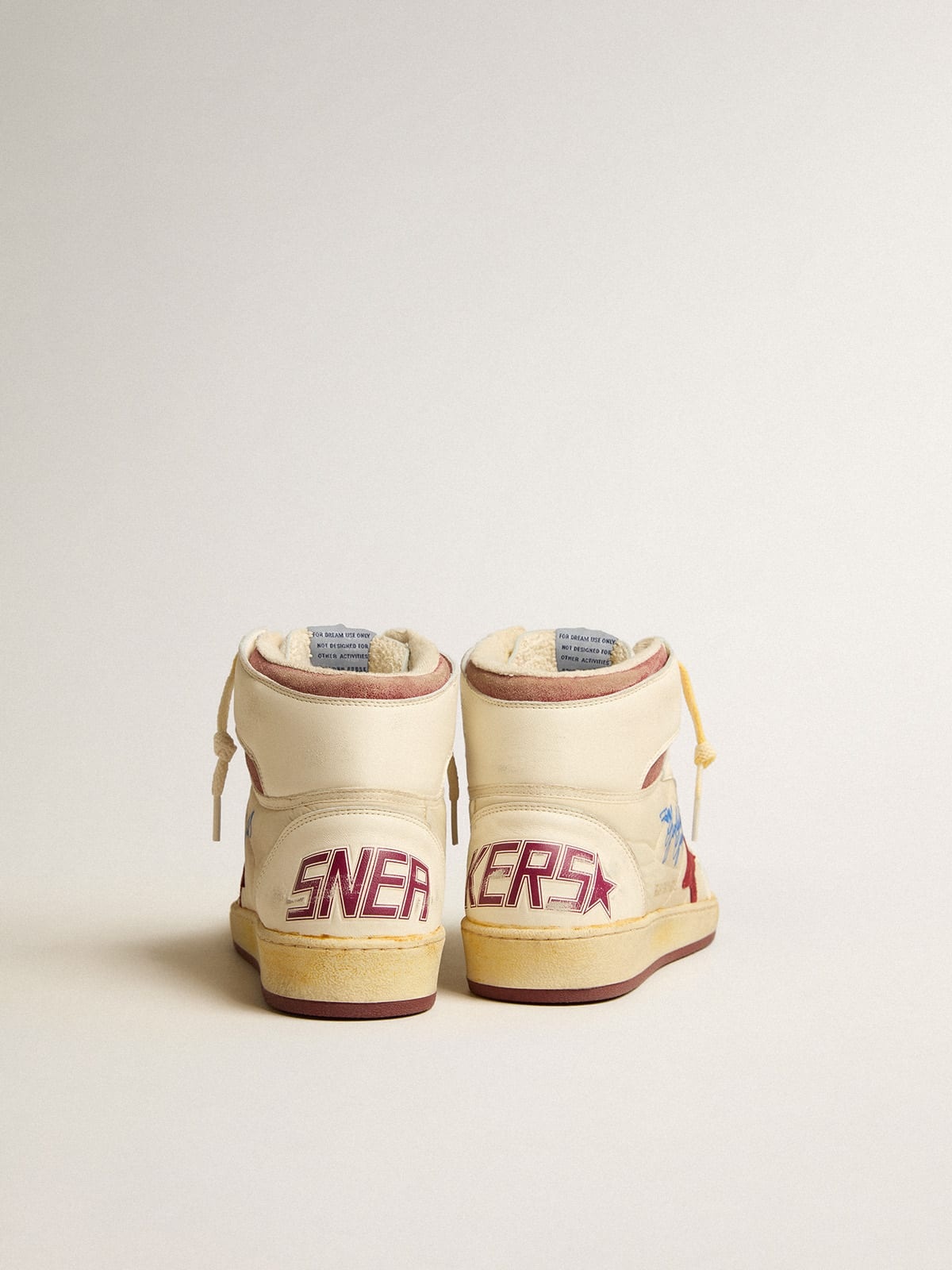 Sky-Star in beige nylon and nappa with pomegranate suede star - 4