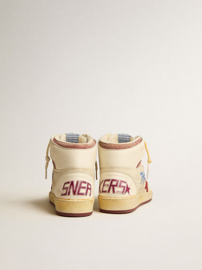 Golden Goose Sky-Star in beige nylon and nappa with pomegranate suede star outlook