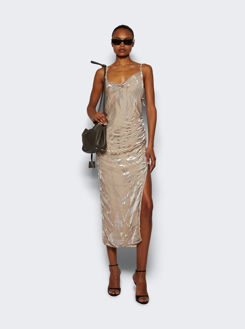 Asymmetrical Buckled Strap Dress Champagne 5