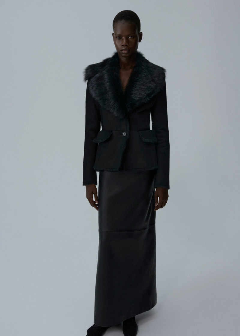 MAGDA BUTRYM Fur-collar shearling jacket in black outlook