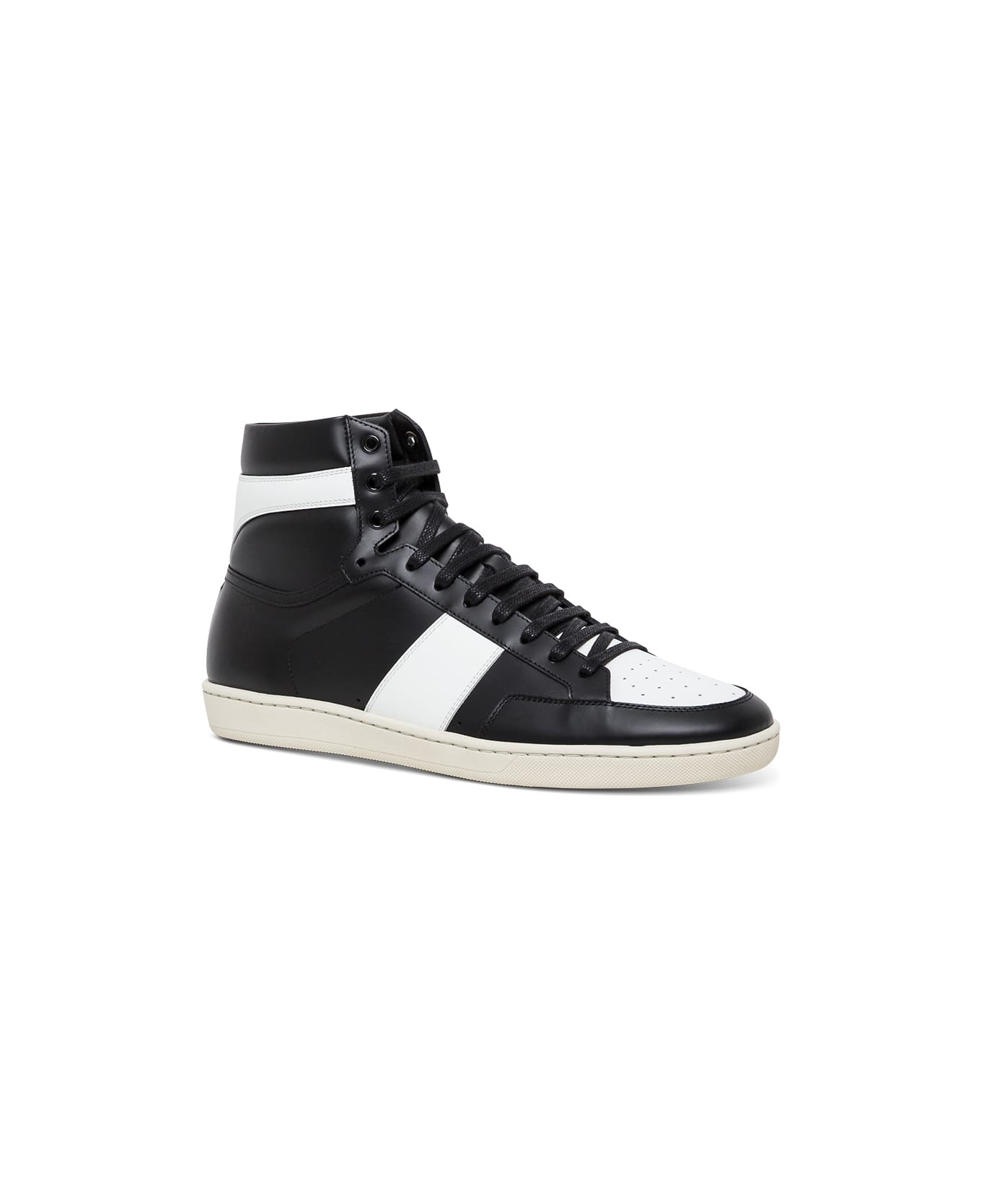 Signature Court Sneakers In White And Black Leather - 2