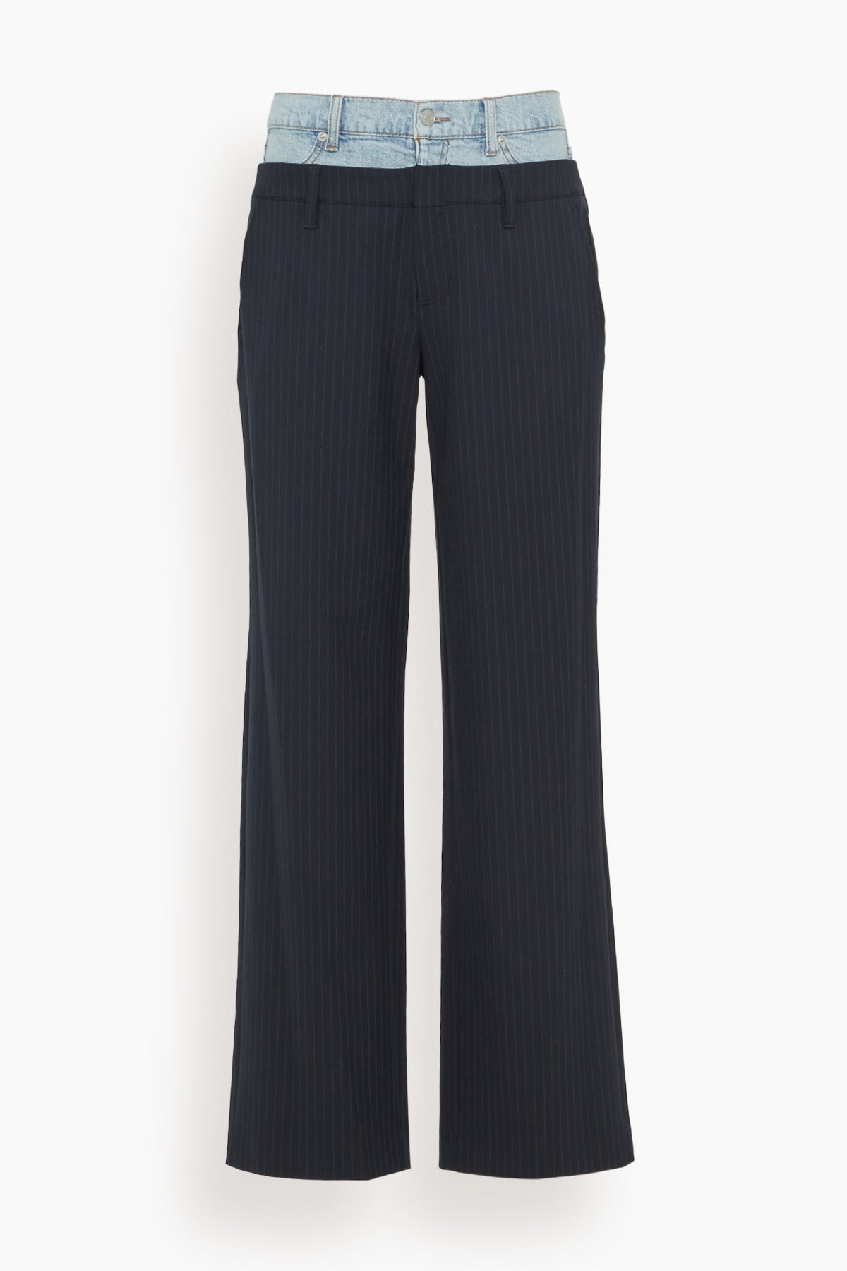 Ophelia Double Waistband Combo Pant in Midnight Pinstripe Multi - 1